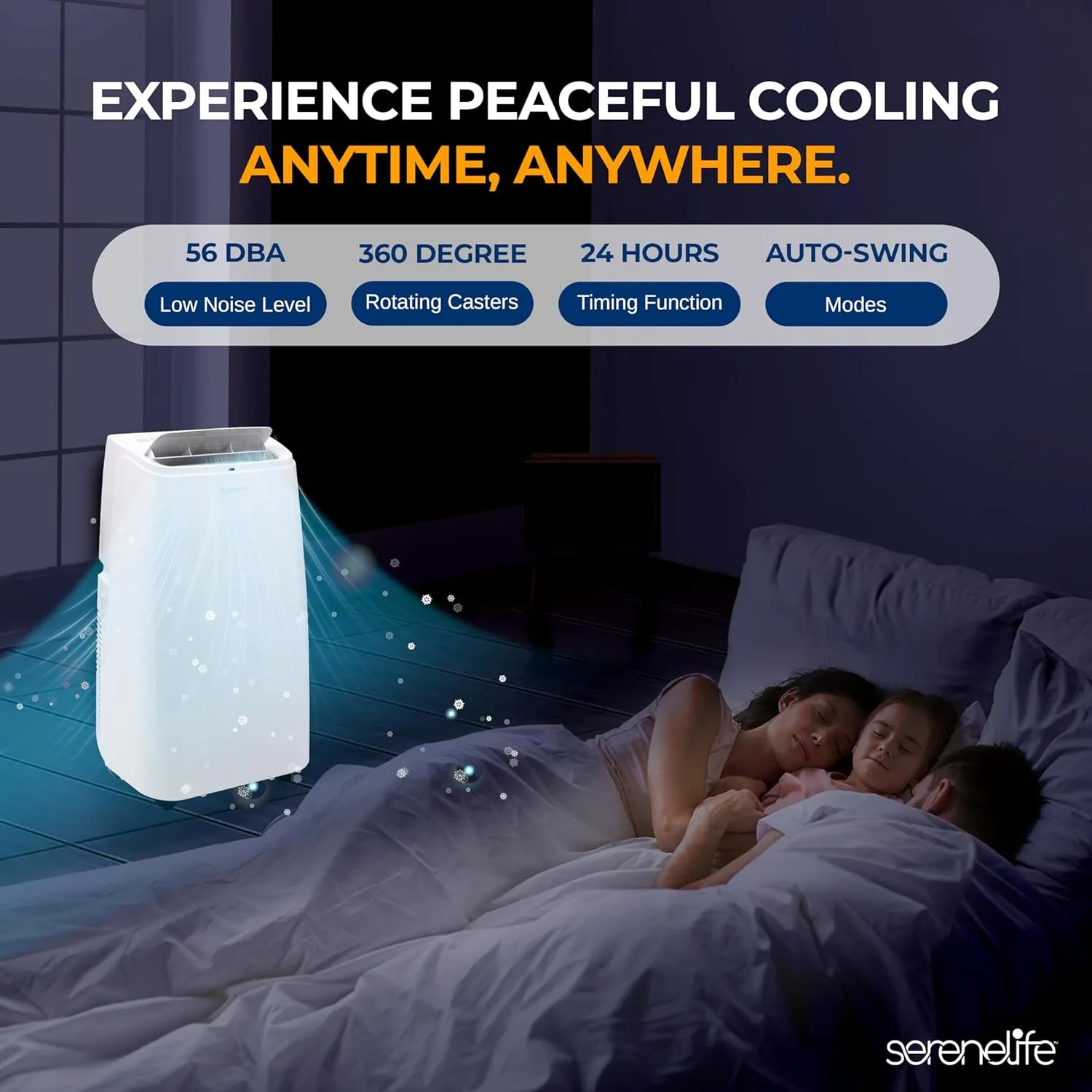 SereneLife Portable Electric Air Conditioner Unit-1150W 12000 BTU Power PlugIn AC Indoor Room Conditioning System w/ Cooler, Dehumidifier, Fan, Exhaust Hose, Window Seal, Wheels, Remote- SLPAC12,White