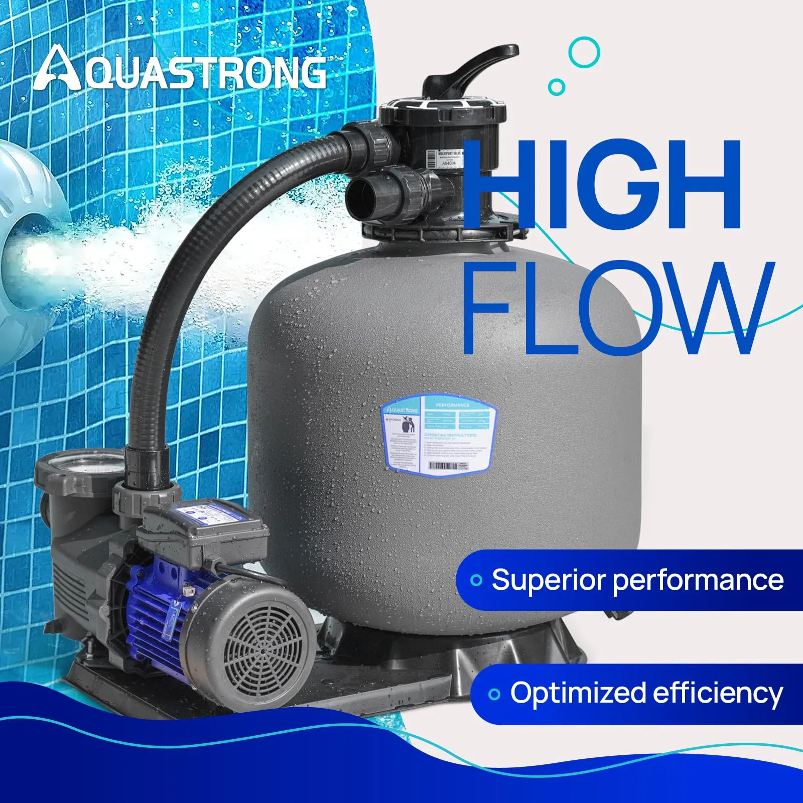 SFP505 2 HP Sand Filter Pump 8917GPH with Timer 20in Up to 38000GAL