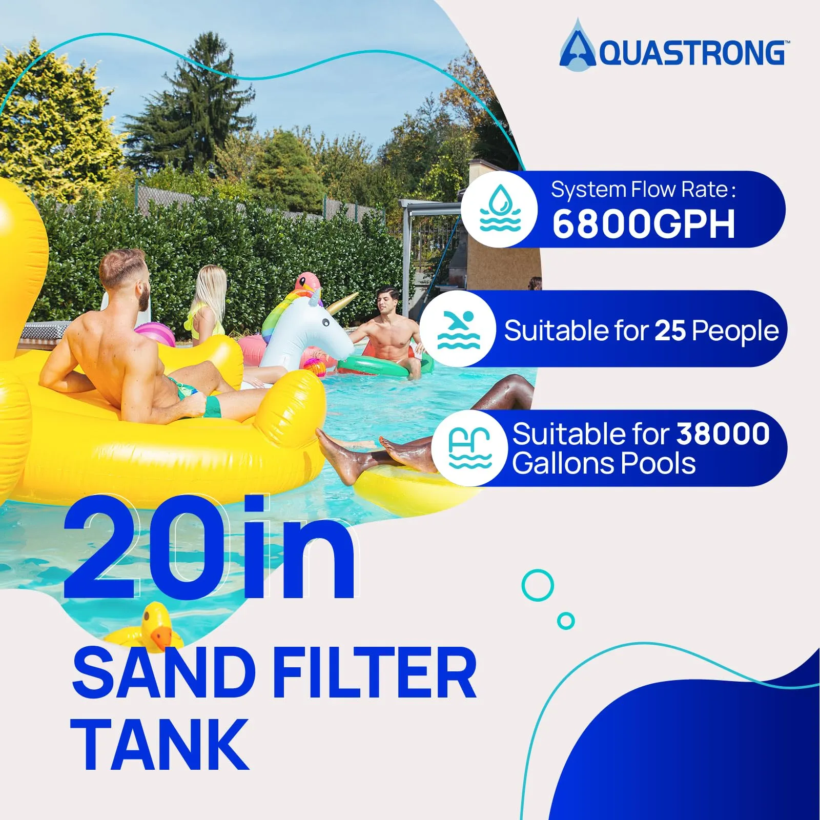 SFP505 2 HP Sand Filter Pump 8917GPH with Timer 20in Up to 38000GAL