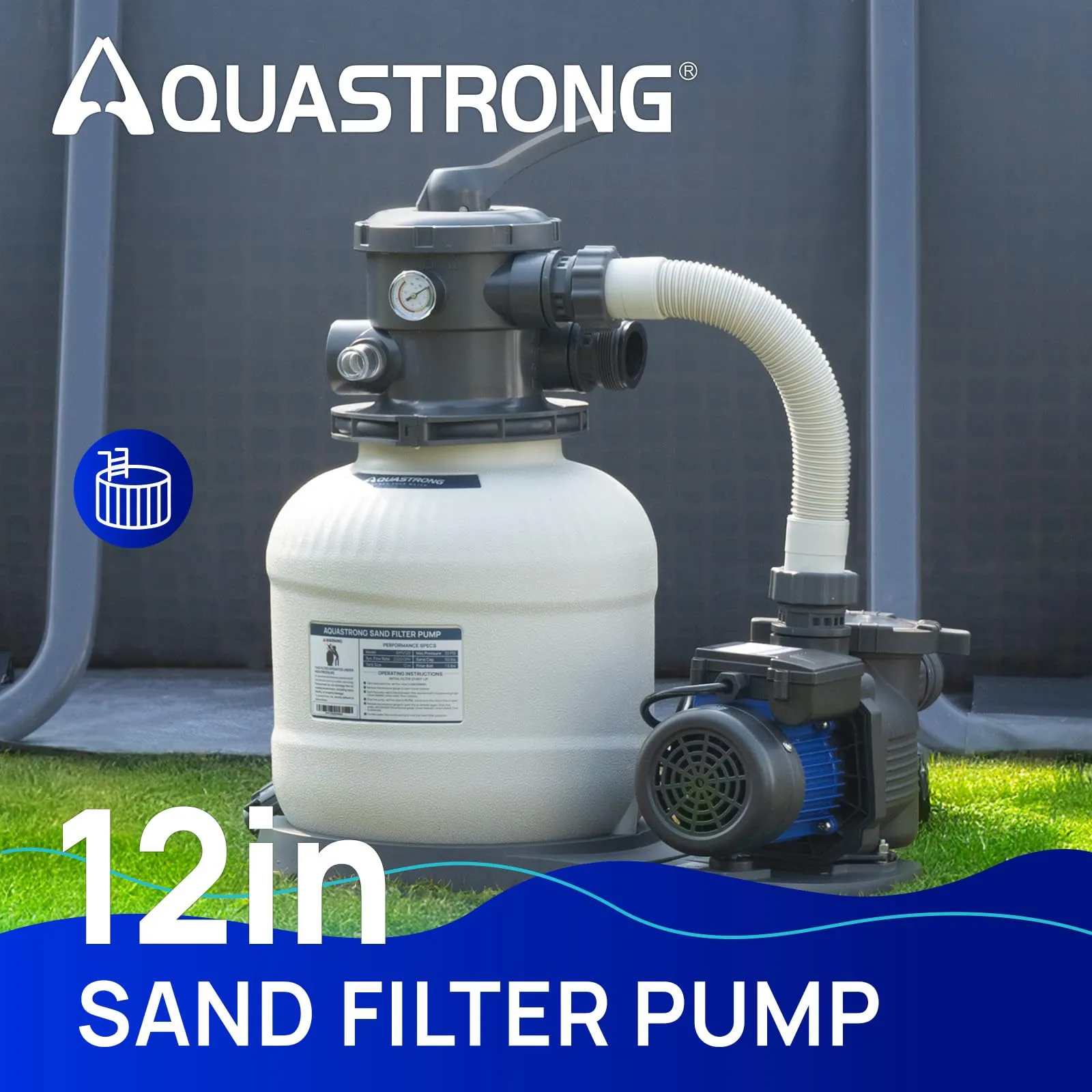 SFPV120 1/2 HP Sand Filter Pump 2500GPH, 12in Up to 9000GAL