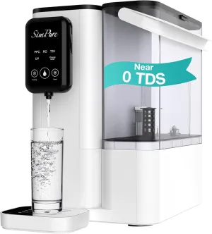 SimPure Y9T Countertop Reverse Osmosis Water Filter, Near Zero TDS 300 GPD 6 Stage Purification, RO Water Filtration System, Super Fast Filtering Portable Water Purifier