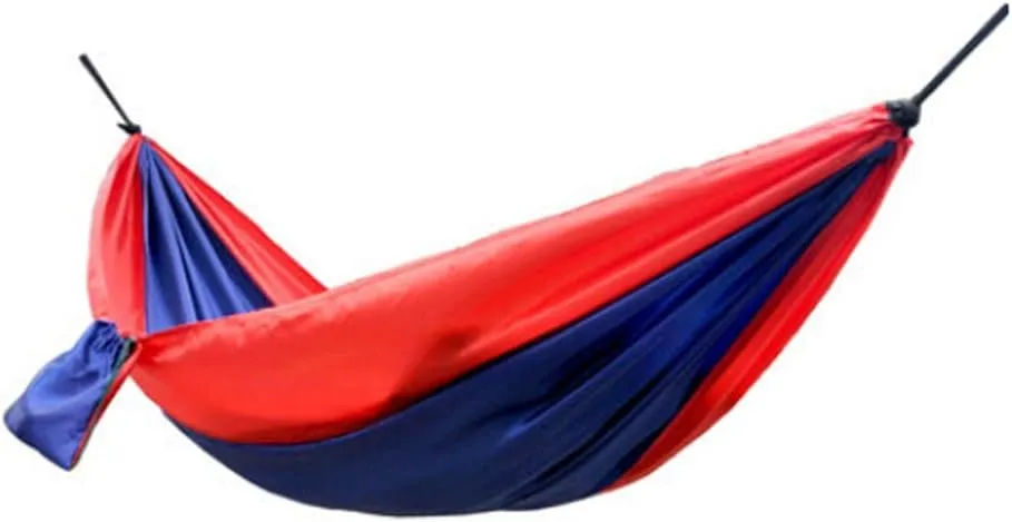 Single Hammock Ultralight Parachute Fabric Hammock Outdoor Camping Hammock (Red Blue)