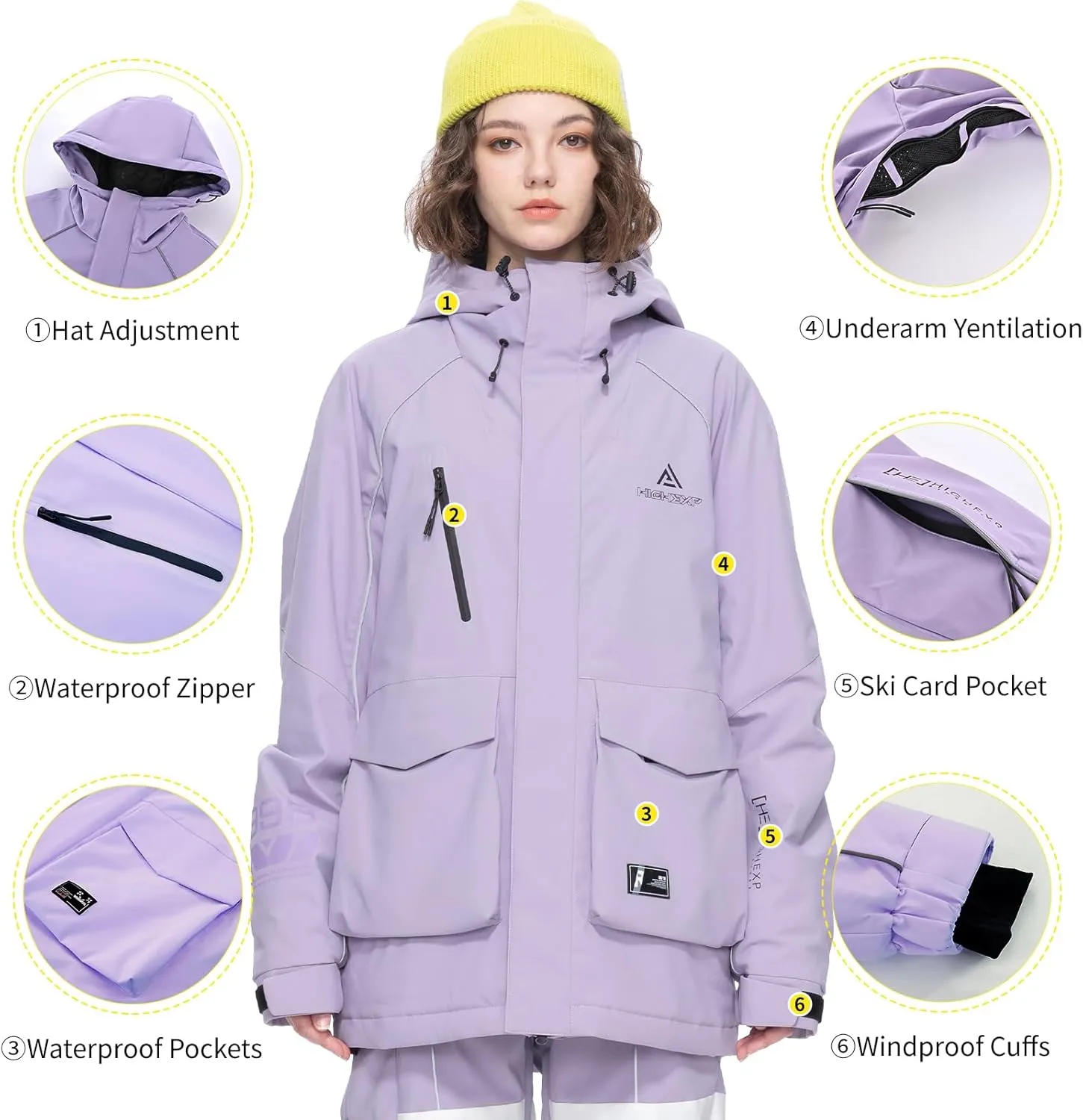 Ski Jacket Snowboard Coat Snow Winter Waterproof Insulated Windproof Baggy Warm Hooded Jacket for Men Women