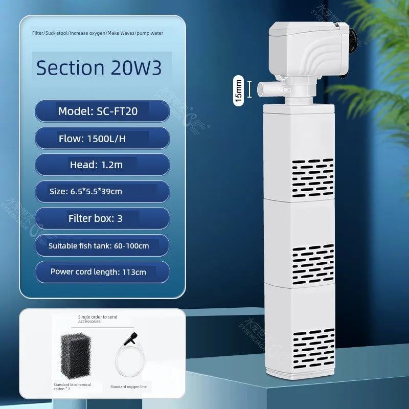 Small Fish Tank Oxygen Pump, Built-in Mute Fish Filter