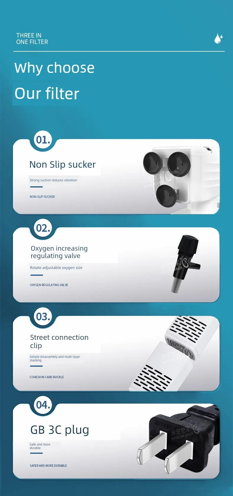 Small Fish Tank Oxygen Pump, Built-in Mute Fish Filter