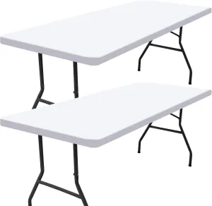 Smiry Rectangle Picnic Table Cloth 2 Pack, Waterproof Elastic Fitted Tablecloths for 6 Foot Tables, Washable Polyester Table Cover for Camping, Indoor and Outdoor (White, 30"x72")