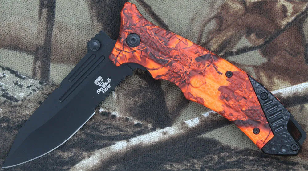 Snake Eye Tactical Survival Style Action Assisted Folding Pocket Knife RED Camo