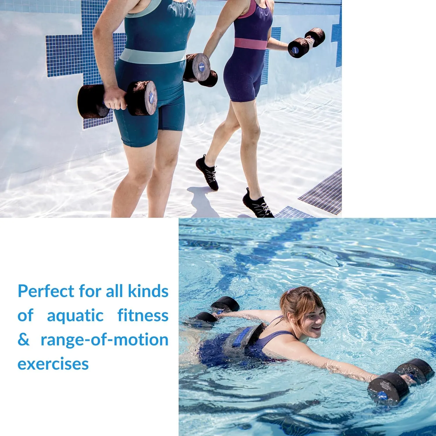 Sporti Aquatic Fitness Dumbbells Water Weights for Water Aerobics Fitness and Pool Exercises, Strengthening Upper Body