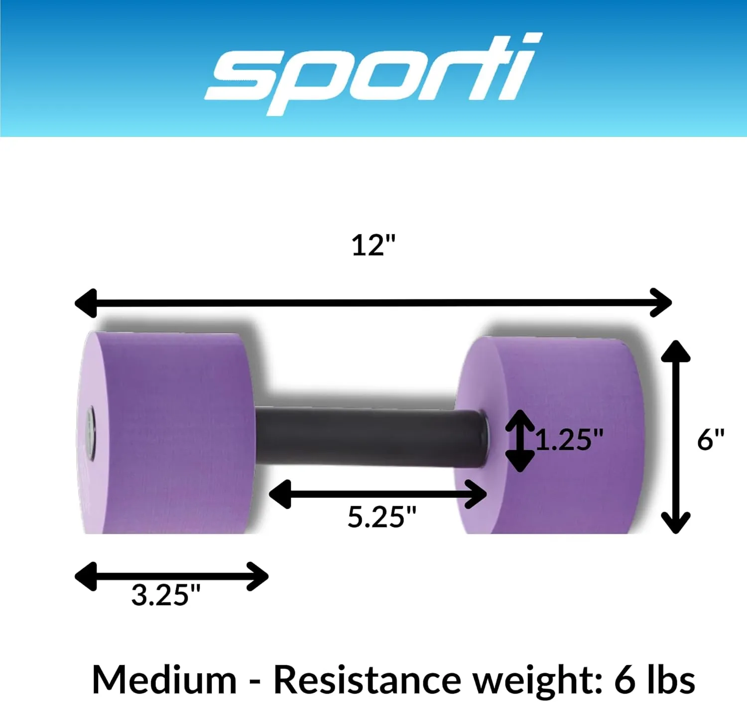 Sporti Aquatic Fitness Dumbbells Water Weights for Water Aerobics Fitness and Pool Exercises, Strengthening Upper Body