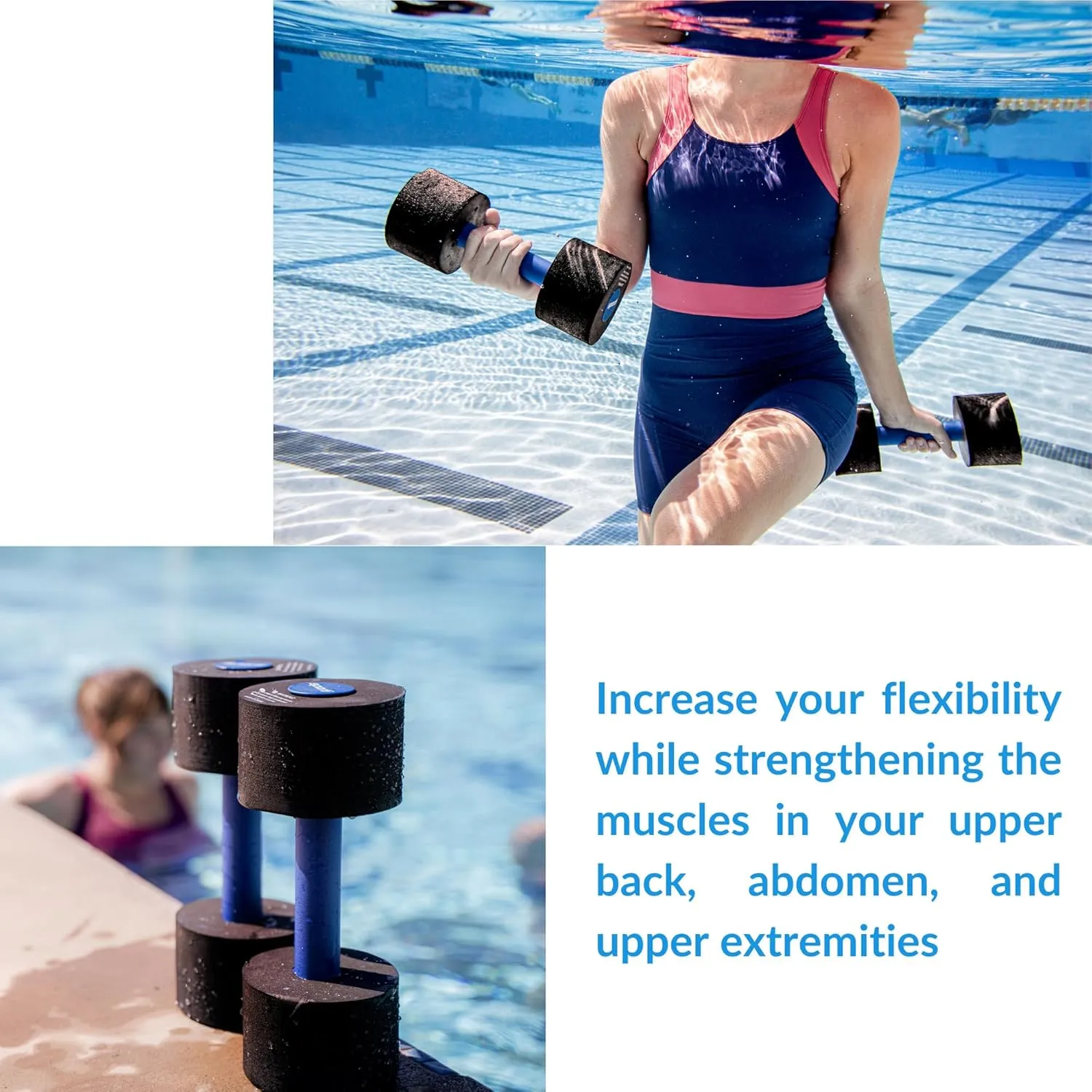 Sporti Aquatic Fitness Dumbbells Water Weights for Water Aerobics Fitness and Pool Exercises, Strengthening Upper Body