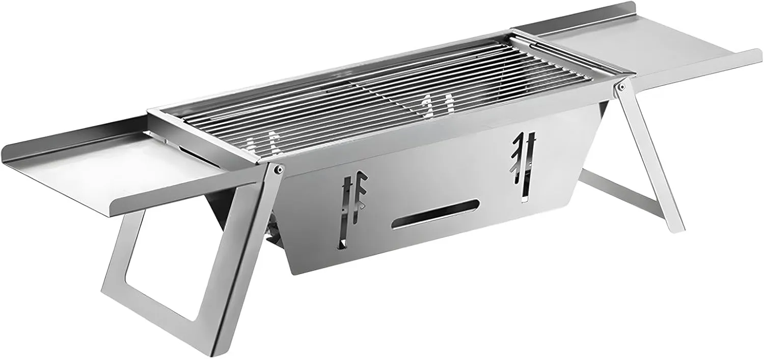 Stainless Steel Grill for Home Indoor Outdoor Camping Charcoal Convenient Folding BBQ Grill Silver Stand