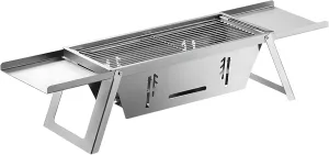 Stainless Steel Grill for Home Indoor Outdoor Camping Charcoal Convenient Folding BBQ Grill Silver Stand