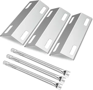 Stainless Steel Grill Replacement Parts for 3 Burner Ducane Affinity 3000 Series, 3100 3200 3400, 4100, 4200, 4400, 31421001, 18" Burner Tubes and 15 3/8" x 6" Grill Heat Plates BBQ Repair Kit
