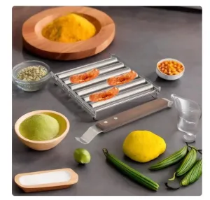 STAINLESS STEEL HOT DOG ROLLER WITH WOOD HANDLE