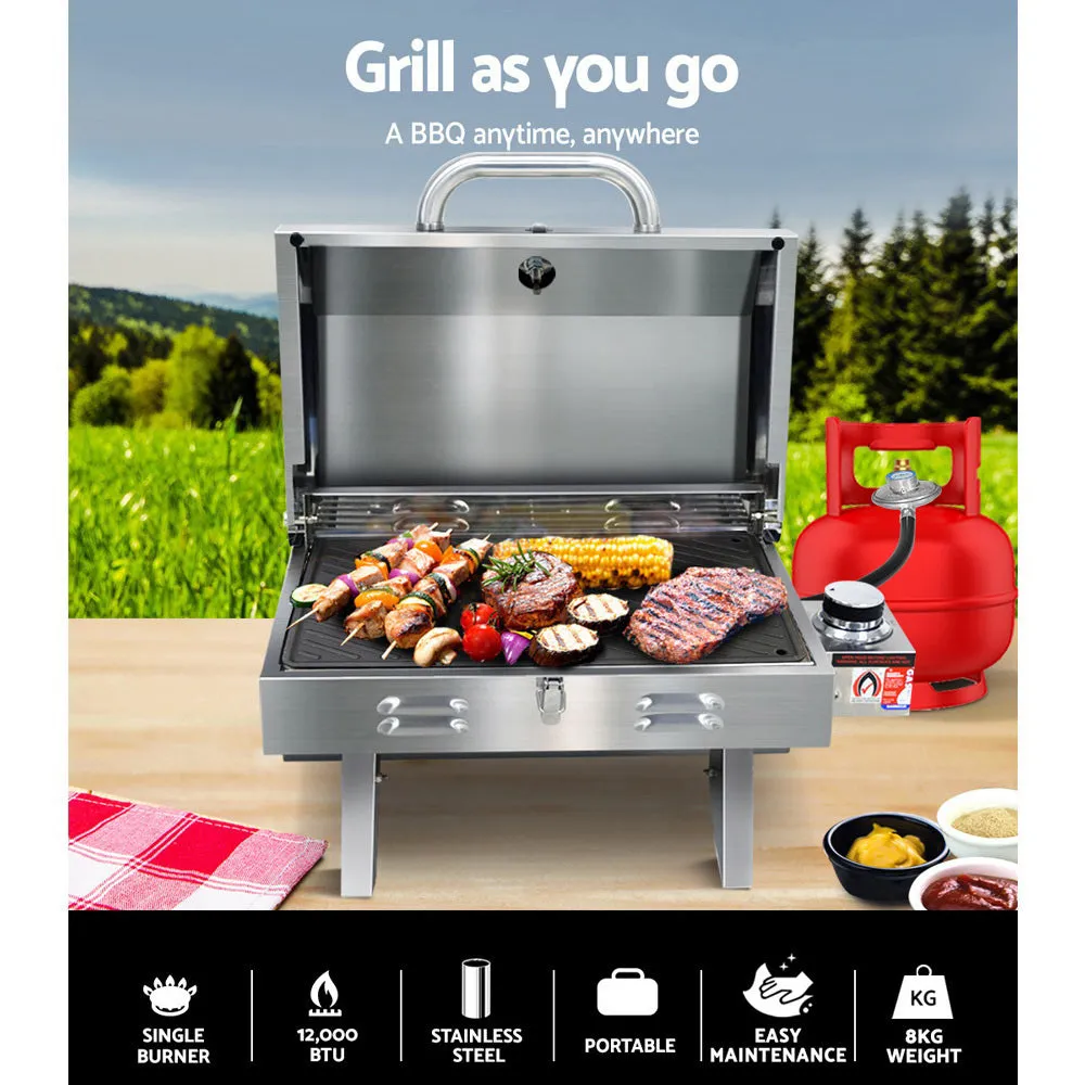 Stainless Steel Portable Gas LPG BBQ Single Burner with Grill Plate