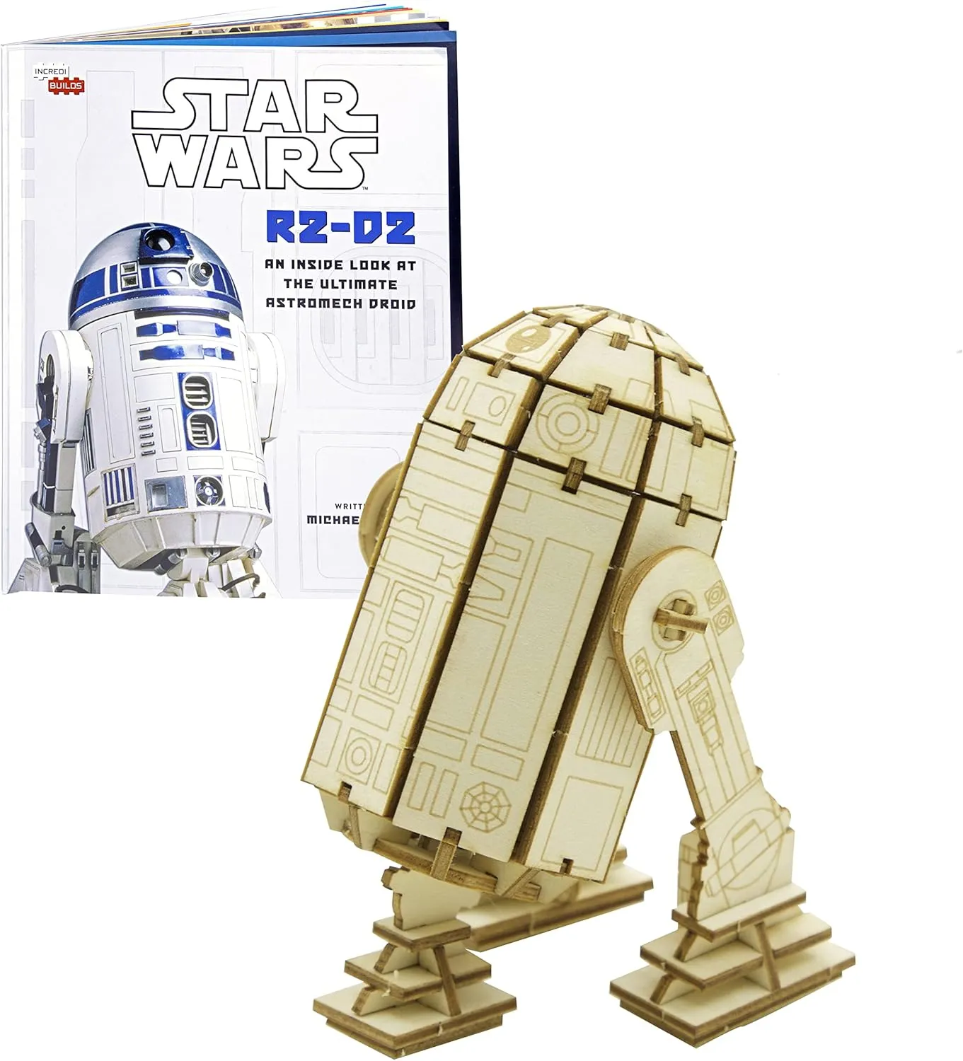 Star Wars R2-D2 3D Wood Puzzle & Model Figure Kit (81 Pcs) - Build & Paint Your Own 3-D Movie Replica R2D2 Droid Toy, No Glue Required - Easter Basket Gift for Kids, Teens, Adults 12 