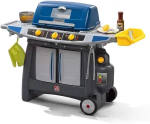 Step2 Sizzle & Smoke BBQ Grill Kids Playset, Indoor/Outdoor Kitchenette, Interactive Play with Sounds, Made of Durable Plastic, Includes 15 Piece Toy Accessories, For Toddlers 3  Years Old