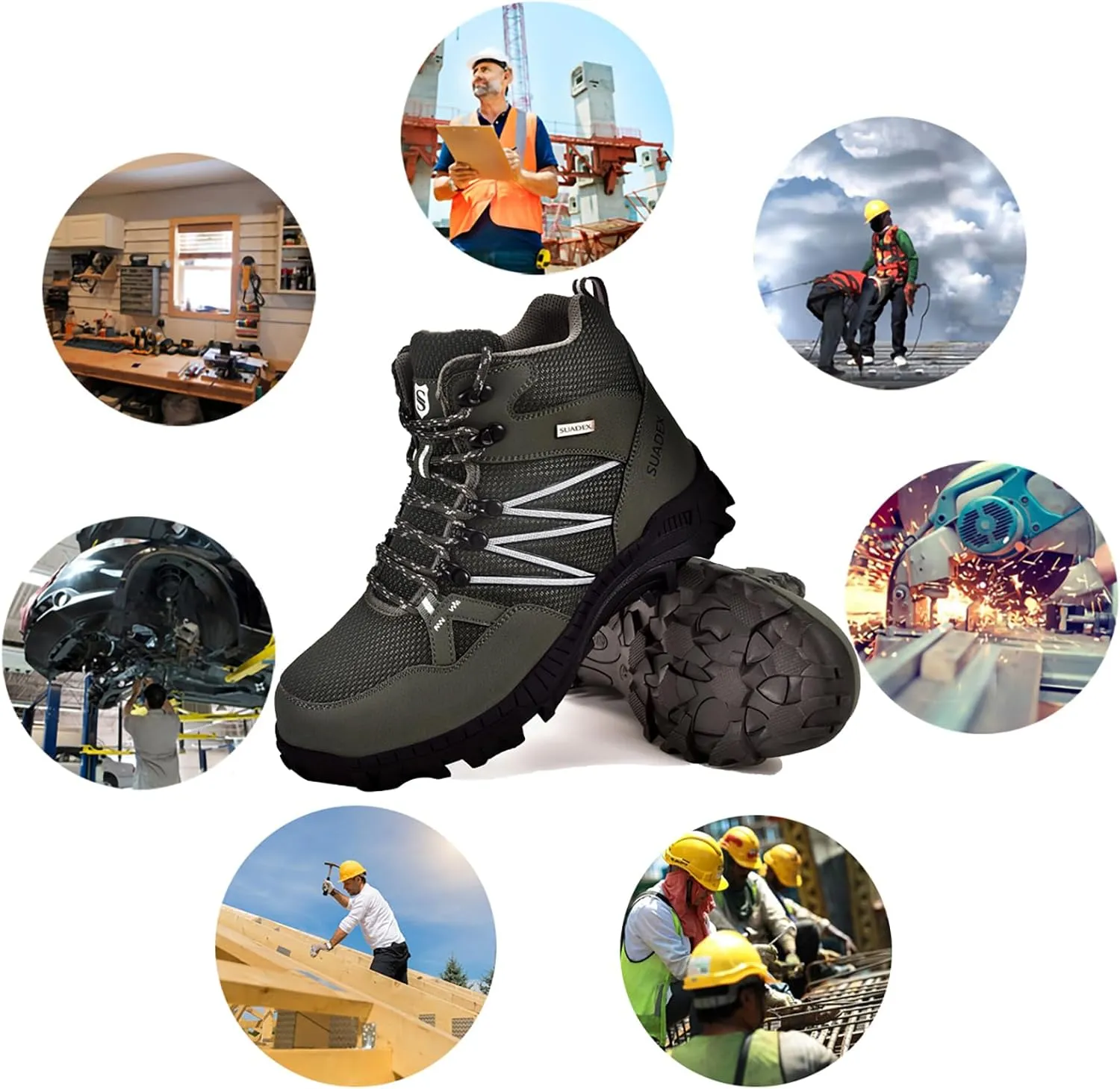 SUADEX Steel Toe Boots for Men Work Safety Indestructible Boots for Women Construction Shoes Composite Toe