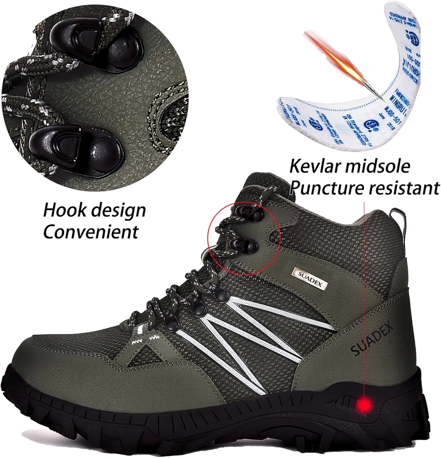 SUADEX Steel Toe Boots for Men Work Safety Indestructible Boots for Women Construction Shoes Composite Toe