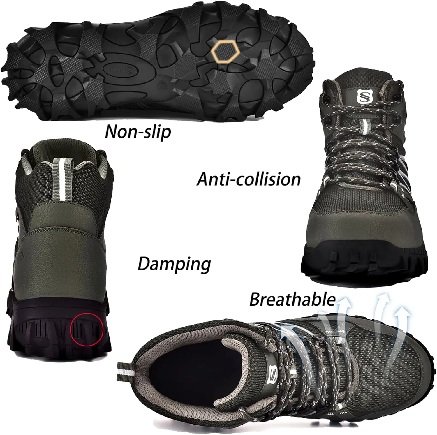 SUADEX Steel Toe Boots for Men Work Safety Indestructible Boots for Women Construction Shoes Composite Toe