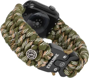 Survival Paracord Watch Band Compatible with Apple Watch Straps Series SE 8/7/6/5/4/3/2/1-42mm 44mm 45mm, Perfect for Men's Outdoor, Military and Tactical Activities