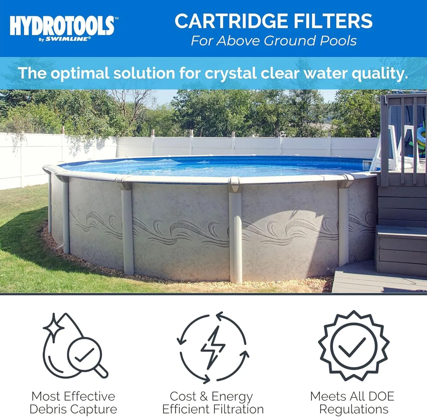 SWIMLINE HYDROTOOLS Above-Ground Pool Cartridge Tank & Replacement Filter Element - 90 Sq. Ft. High-Performance Filtration, Sure-Flo Pro System, Pump or Base Not Included