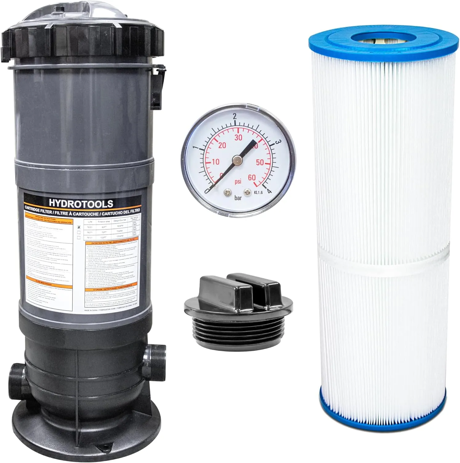 SWIMLINE HYDROTOOLS Above-Ground Pool Cartridge Tank & Replacement Filter Element - 90 Sq. Ft. High-Performance Filtration, Sure-Flo Pro System, Pump or Base Not Included