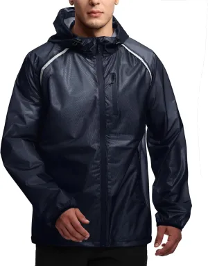 SWISSWELL Mens Cycling Rain Jacket Waterproof Lightweight Windbreaker Jackets for Men Raincoat with Hood