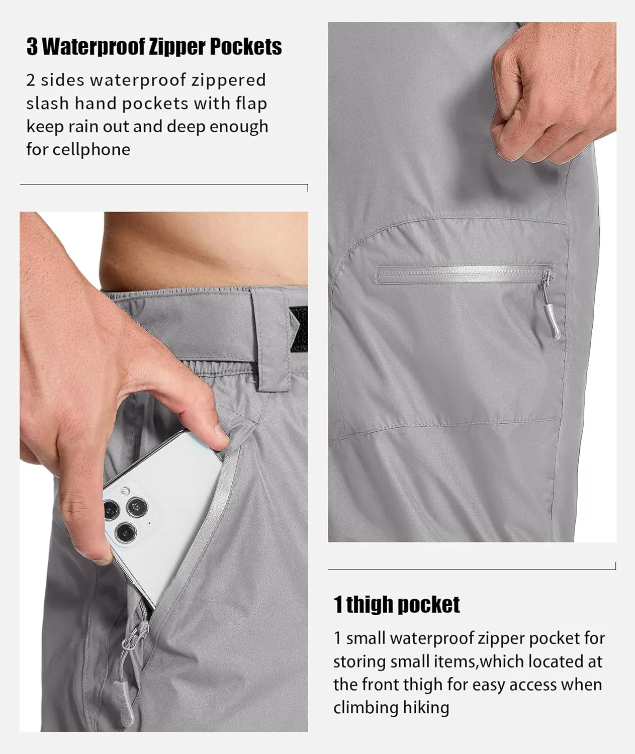 SWISSWELL Mens Hiking Golf Rain Pants Waterproof Lightweight Breathable Pants with Pockets for Work Fishing