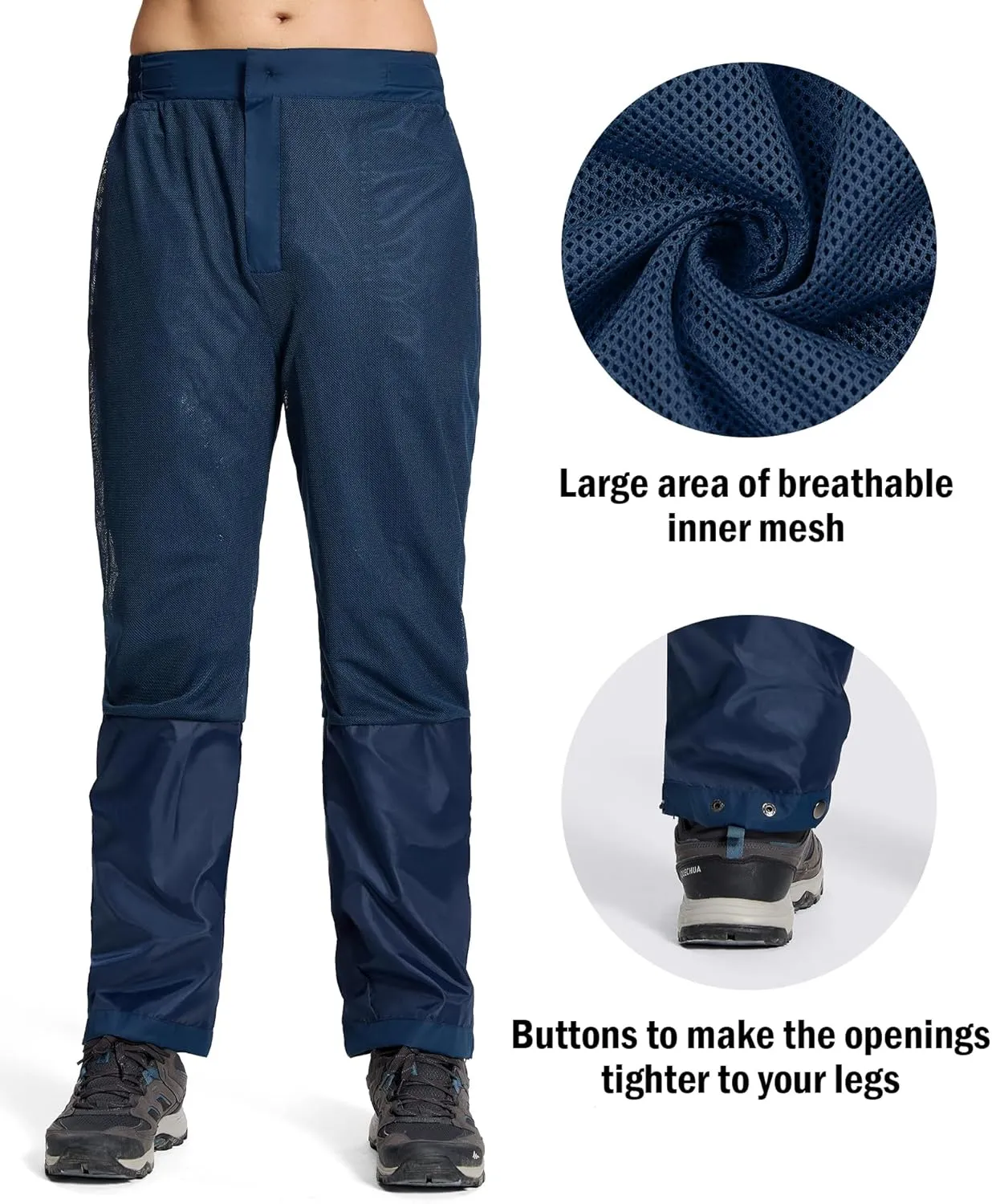 SWISSWELL Mens Hiking Golf Rain Pants Waterproof Lightweight Breathable Pants with Pockets for Work Fishing