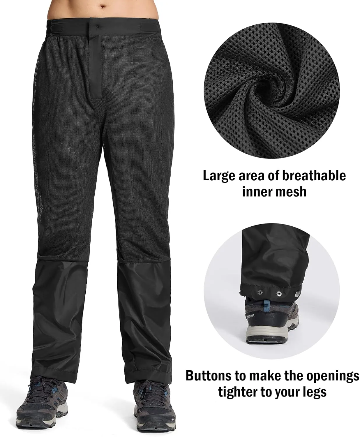 SWISSWELL Mens Hiking Golf Rain Pants Waterproof Lightweight Breathable Pants with Pockets for Work Fishing