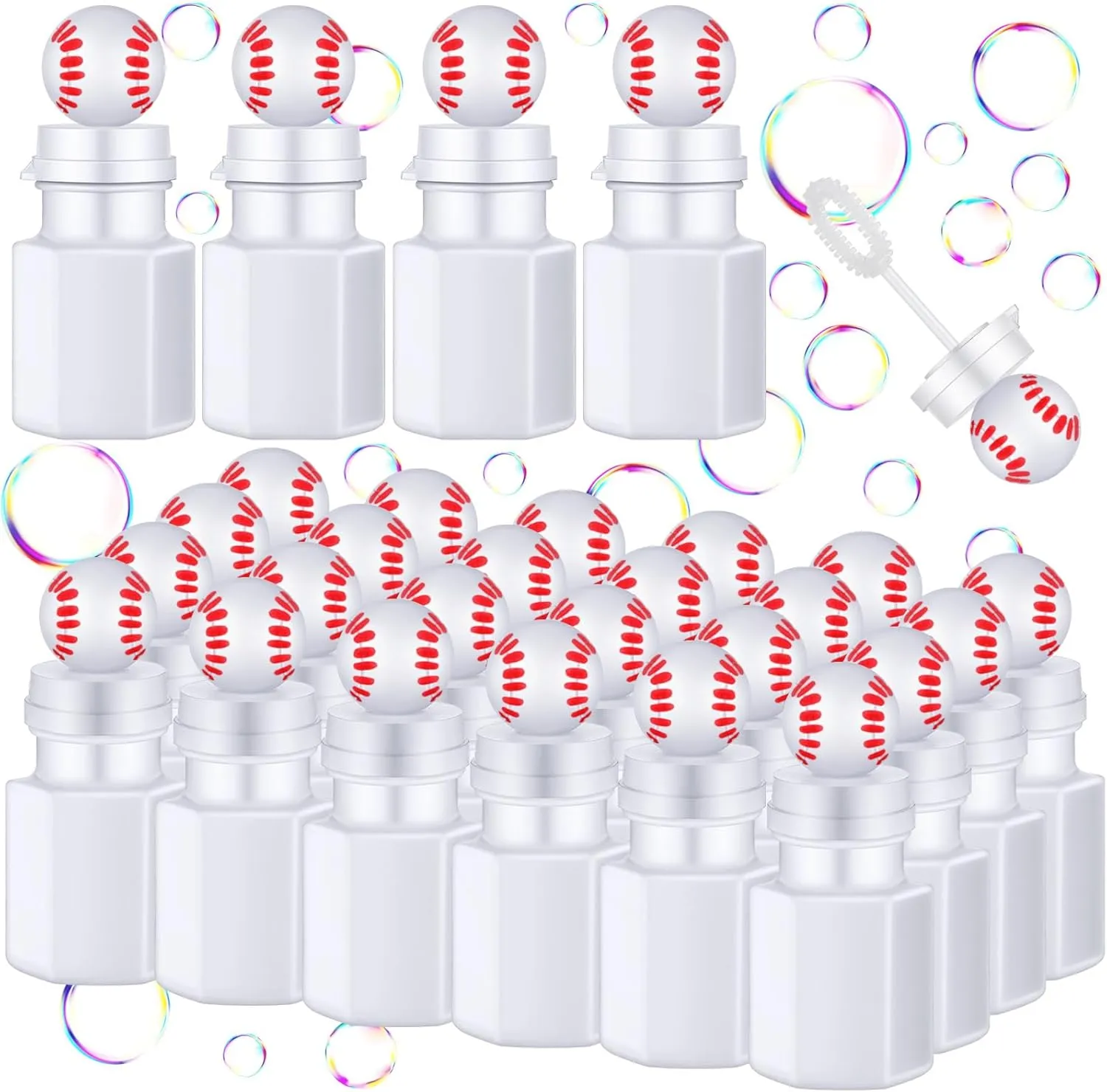 Syhood 24 Pcs Baseball Bubbles Party Favors Sports Ball Shape Bubble Wand 0.3 oz Sport Party Bottle for Gift Goodie Bag Stuffers Birthday Supplies