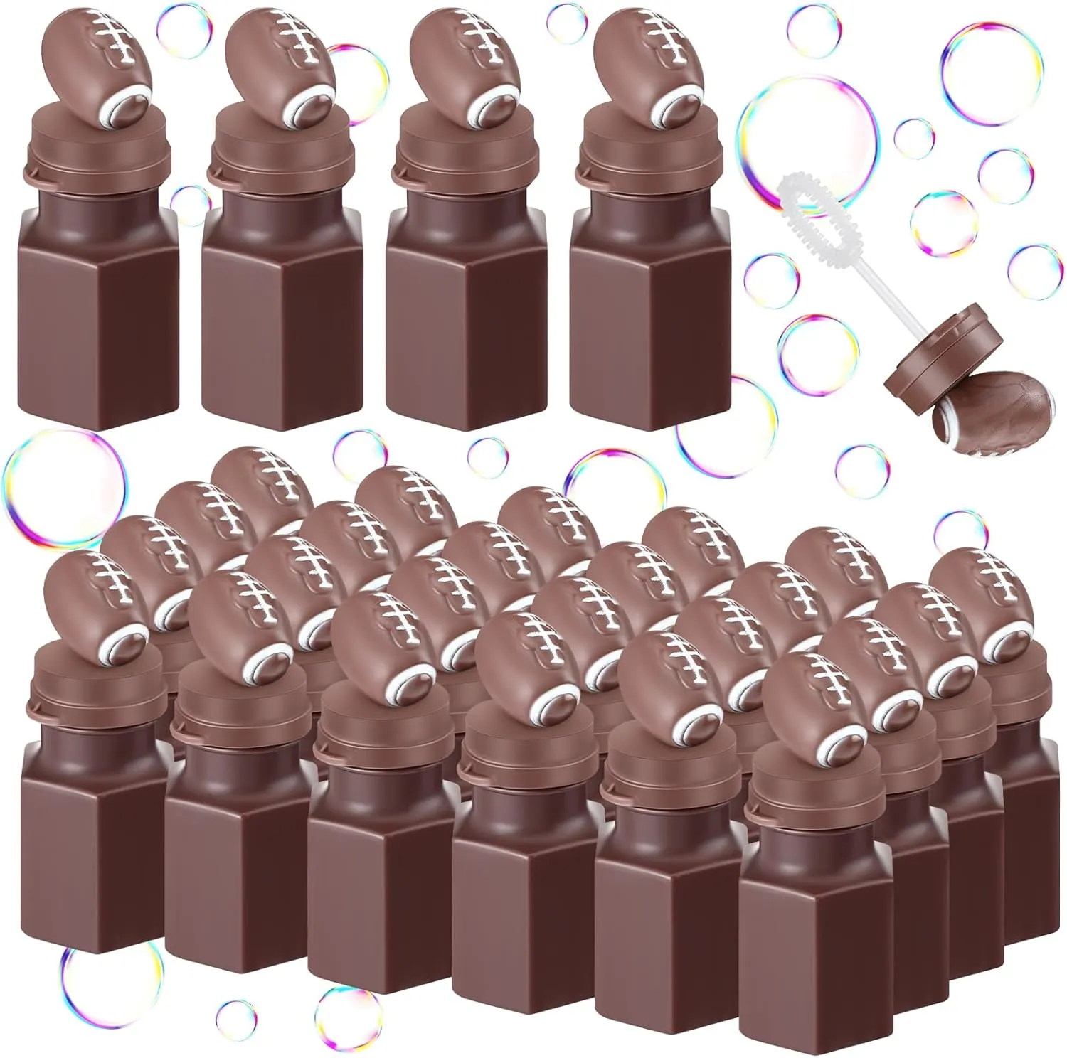 Syhood 24 Pcs Football Bubbles Party Favors Sports Ball Shape Bubble Wand 0.3 oz Sport Party Bottle for Gift Goodie Bag Stuffers Birthday Supplies