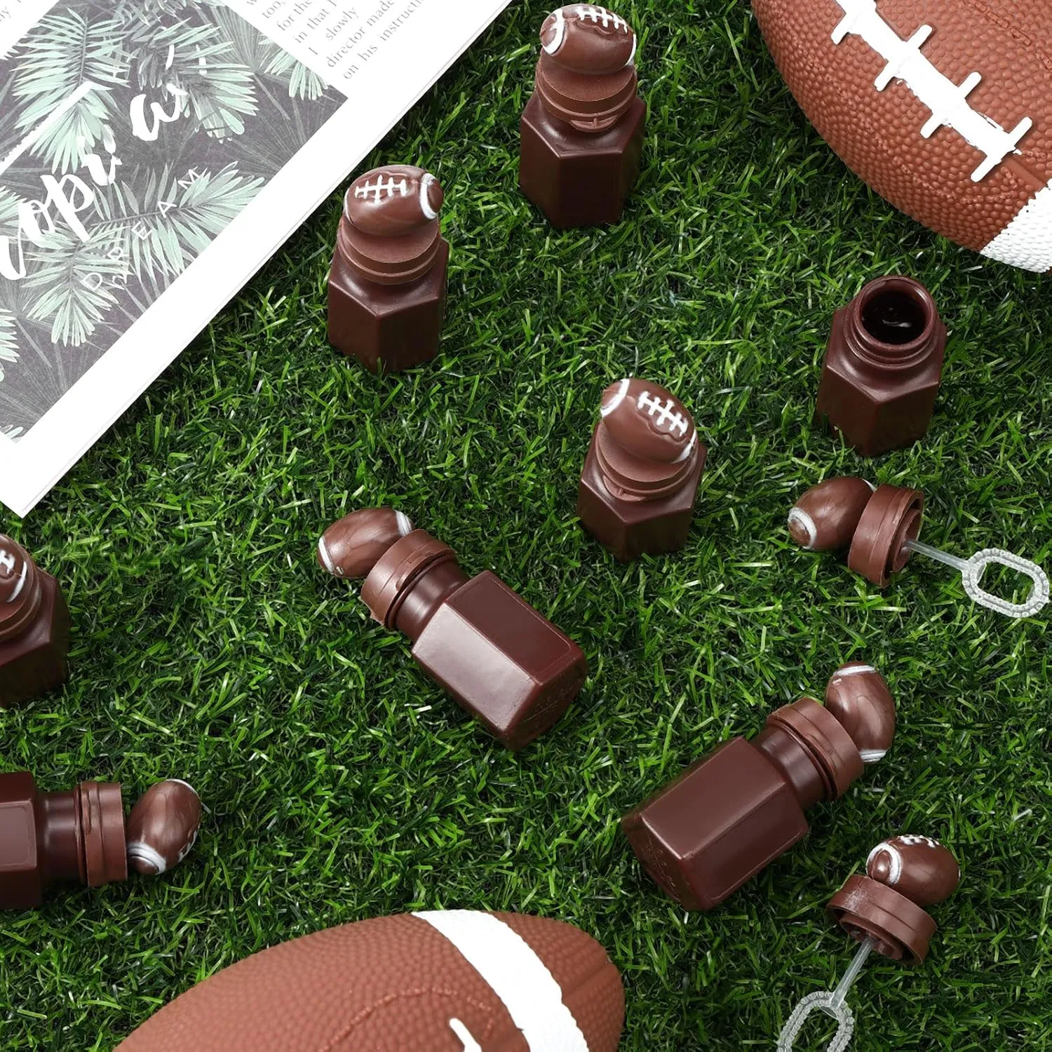 Syhood 24 Pcs Football Bubbles Party Favors Sports Ball Shape Bubble Wand 0.3 oz Sport Party Bottle for Gift Goodie Bag Stuffers Birthday Supplies