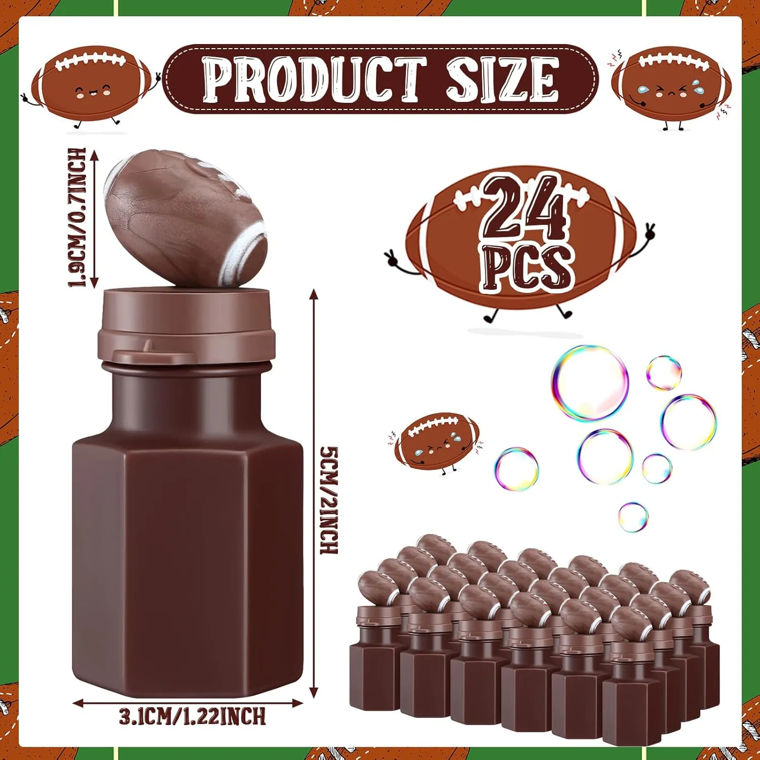 Syhood 24 Pcs Football Bubbles Party Favors Sports Ball Shape Bubble Wand 0.3 oz Sport Party Bottle for Gift Goodie Bag Stuffers Birthday Supplies
