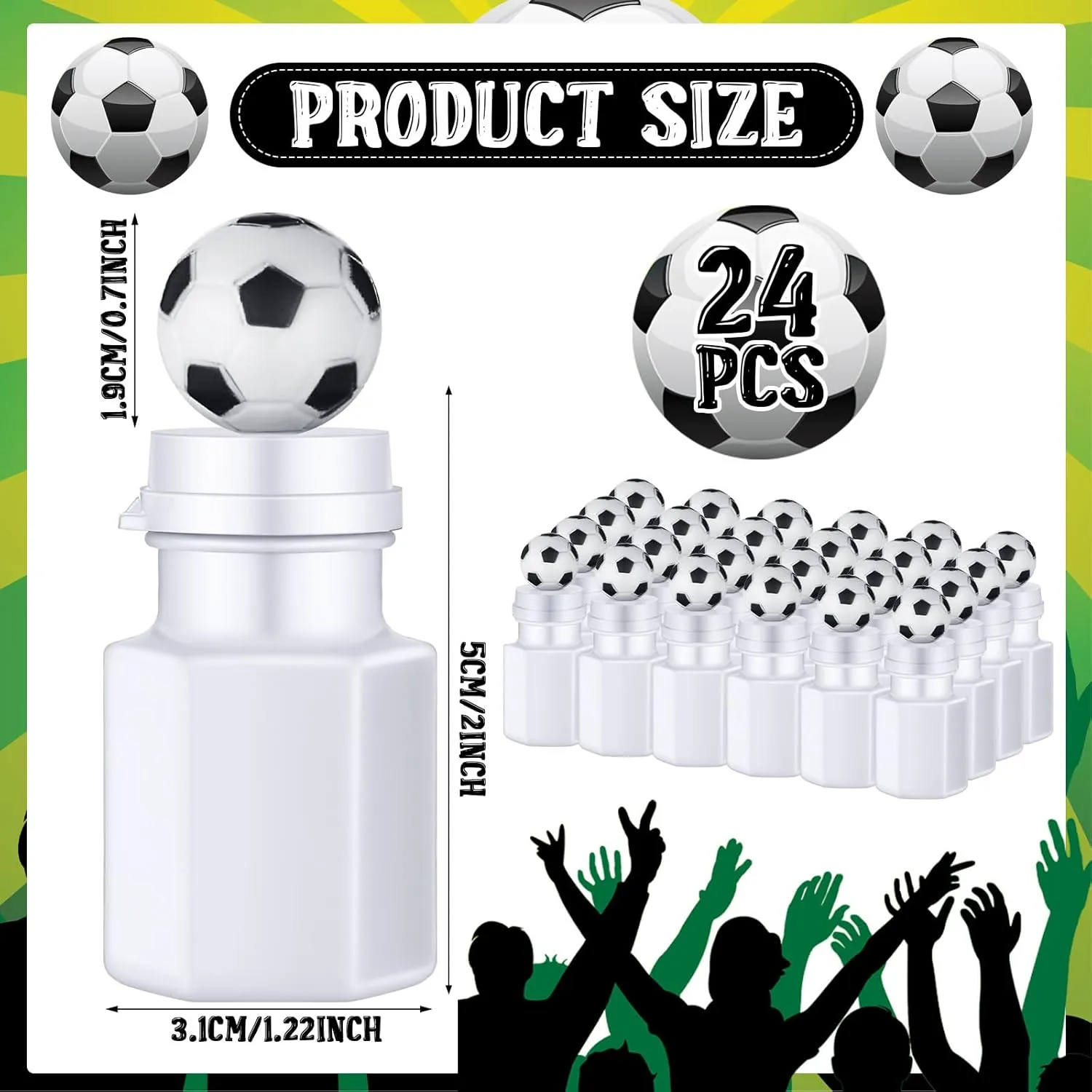 Syhood 24 Pcs Soccer Bubbles Party Favors Sports Ball Shape Bubble Wand 0.3 oz Sport Party Bottle for Gift Goodie Bag Stuffers Birthday Supplies