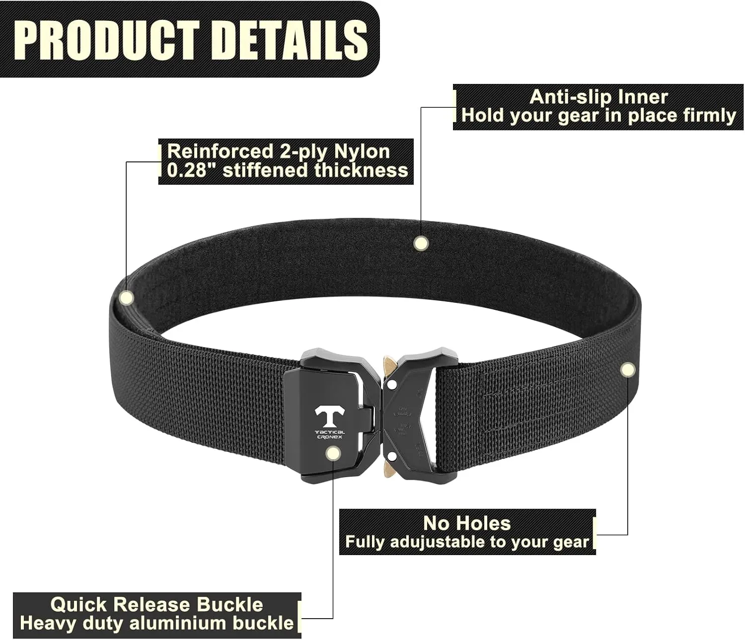 Tactical Battle Belt Quick Release Gun Belt, Reinforced 1.5" Duty Belts Law Enforcement Combat Belt Heavy Duty Rigger Belts