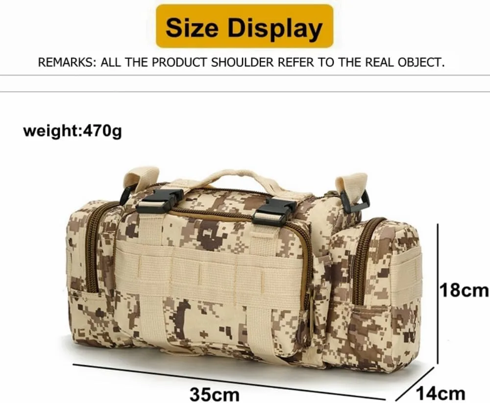 Tactical Fanny Pack Military Assault Waist Bag Hip Belt MOLLE Sling Army Shoulder Bag Camera Handlebar Range Bags (Desert digital)