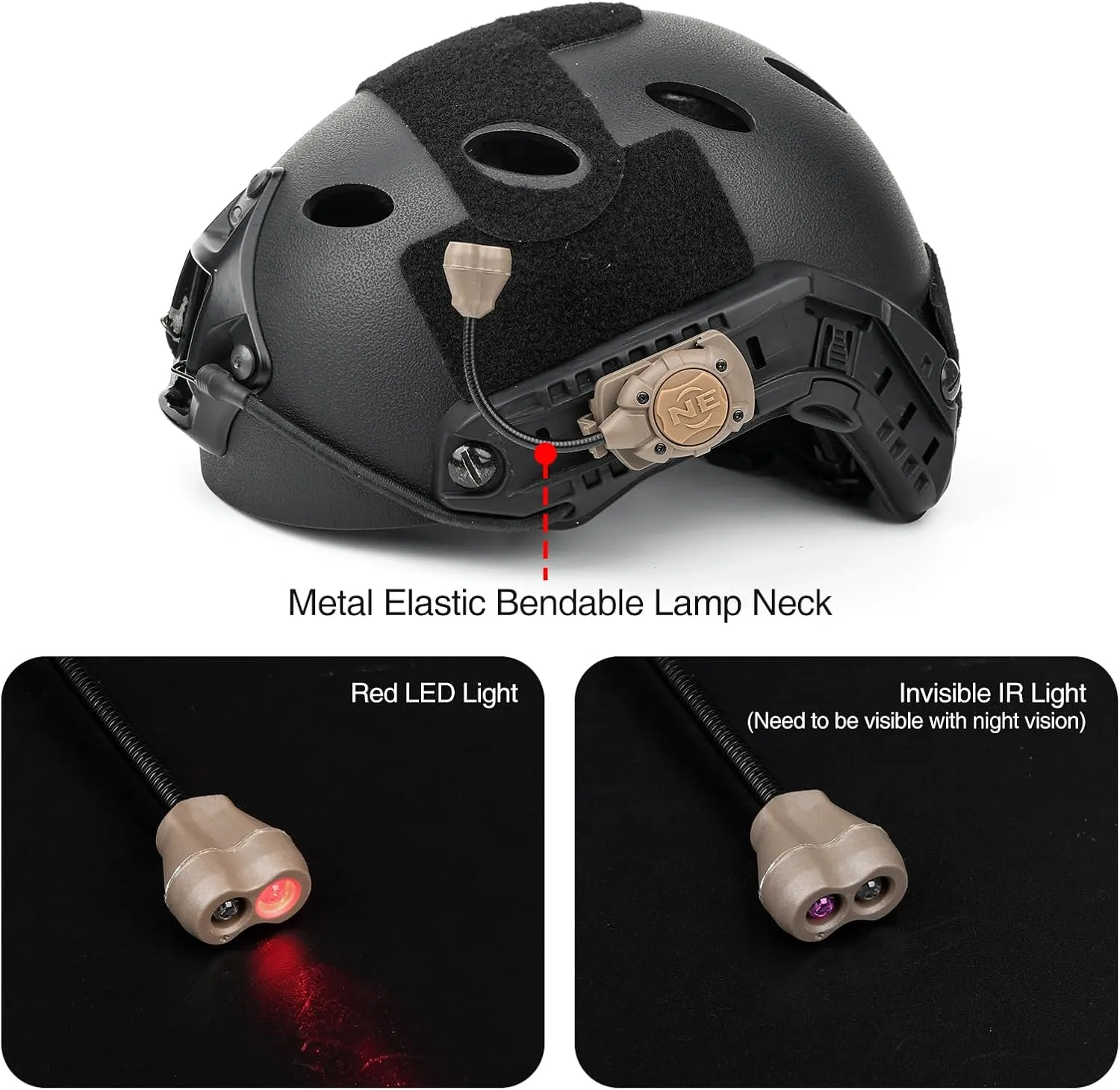 Tactical Helmet Light Military with IR   Red LED Task Lamp, Survival Signal Light with 4 Mount Accessories for Fast Mich Helmet Molle System 20mm Picatinny Rail for Outdoor Sports