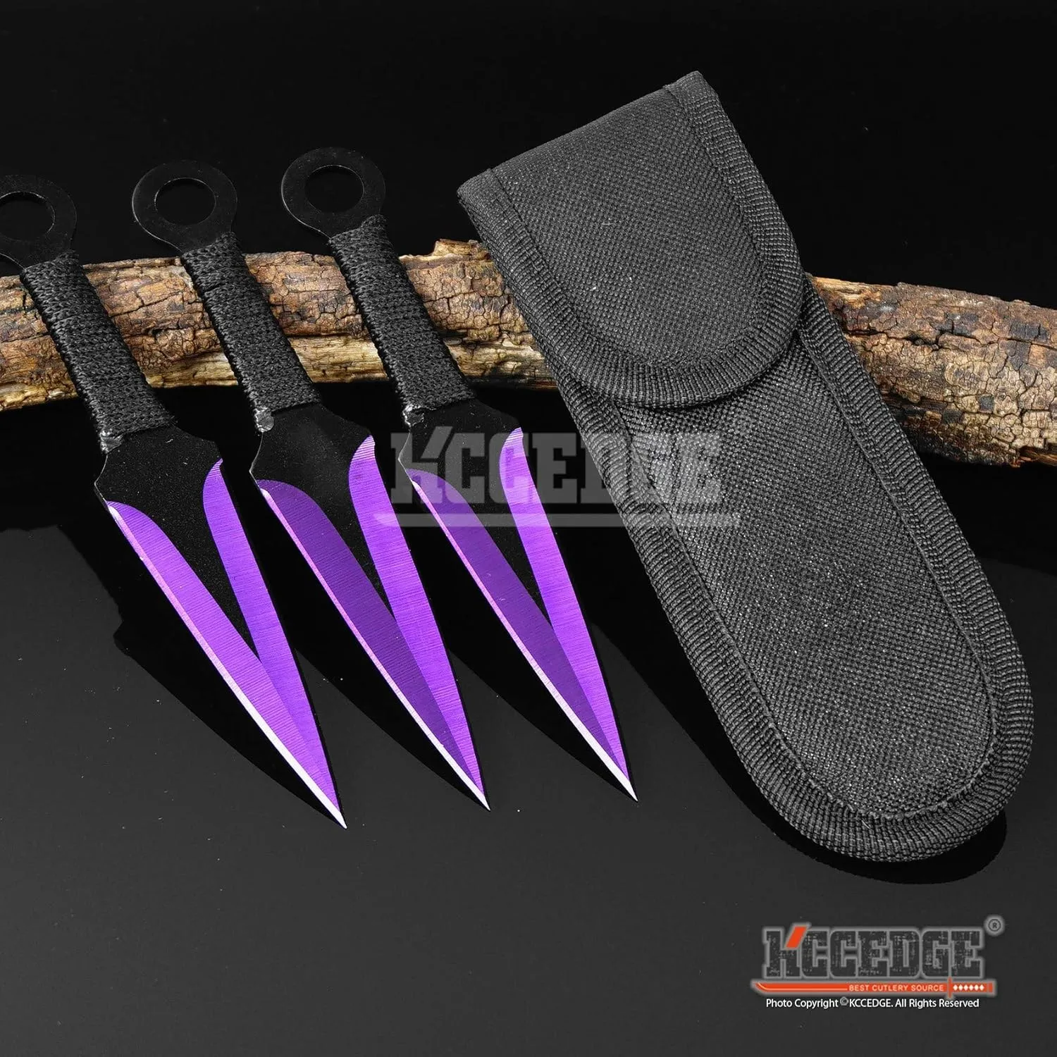 Tactical Knife Survival Knife Hunting Knife 6.75" Ninja Kunai Throwing Knives Set Fixed Blade Knife Razor Sharp Edge Camping Accessories Survival Kit Tactical Gear 73888 (Purple)