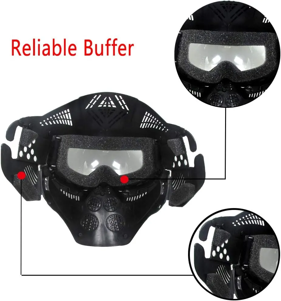 Tactical Mask Airsoft Masks, for Airsoft BB Hunting, CS Game Full Face Tactical Gear, Impact Resistant with Goggles, Motocross Skiing Outdoor Activities