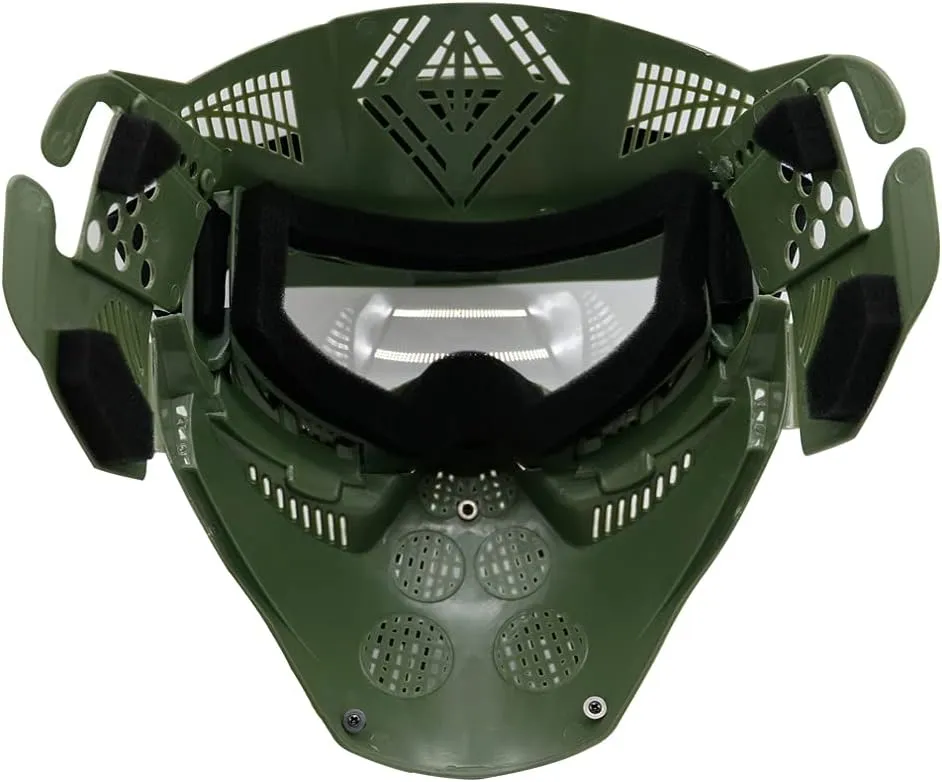 Tactical Mask Airsoft Masks, for Airsoft BB Hunting, CS Game Full Face Tactical Gear, Impact Resistant with Goggles, Motocross Skiing Outdoor Activities