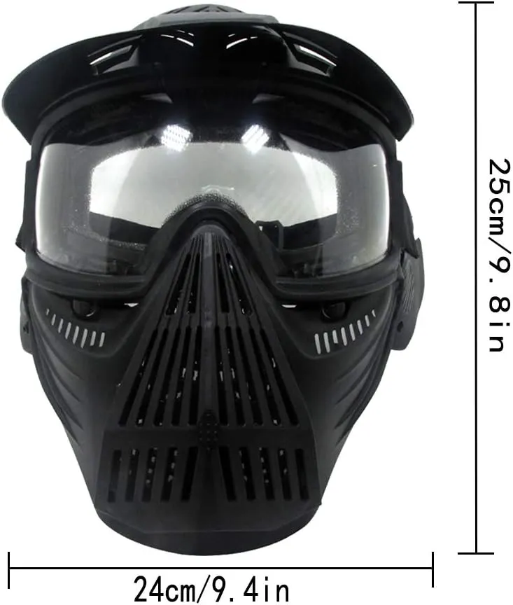 Tactical Mask Airsoft Masks, for Airsoft BB Hunting, CS Game Full Face Tactical Gear, Impact Resistant with Goggles, Motocross Skiing Outdoor Activities
