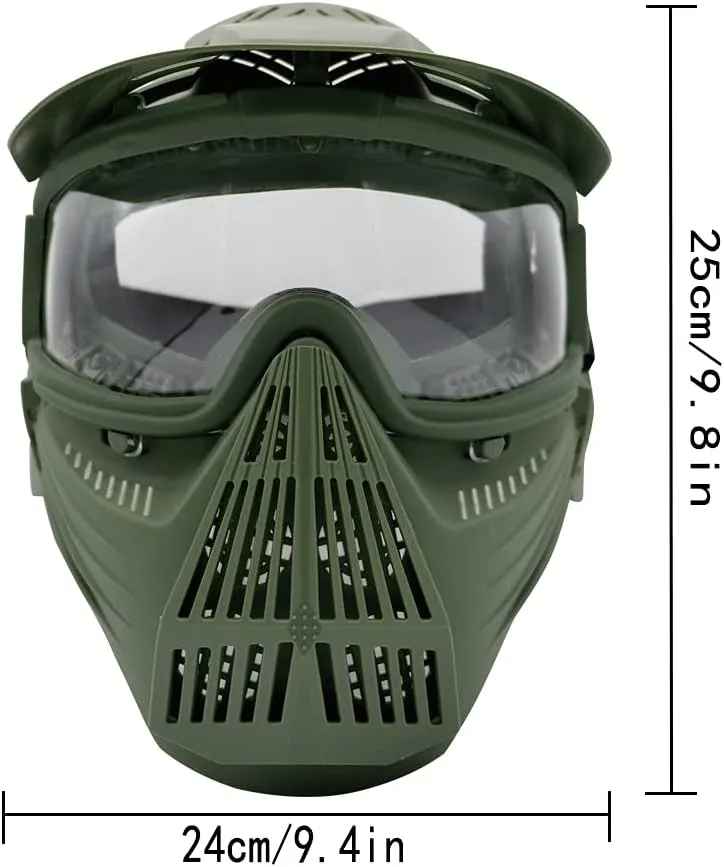 Tactical Mask Airsoft Masks, for Airsoft BB Hunting, CS Game Full Face Tactical Gear, Impact Resistant with Goggles, Motocross Skiing Outdoor Activities