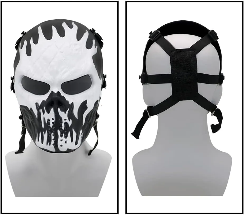 Tactical Mask Skull Full Face Masks, Airsoft Mask, for Halloween Cosplay Party CS Survival Games Shooting