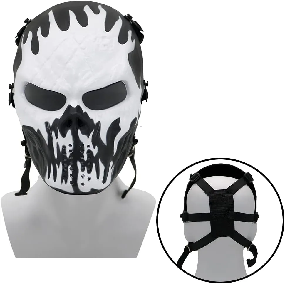 Tactical Mask Skull Full Face Masks, Airsoft Mask, for Halloween Cosplay Party CS Survival Games Shooting