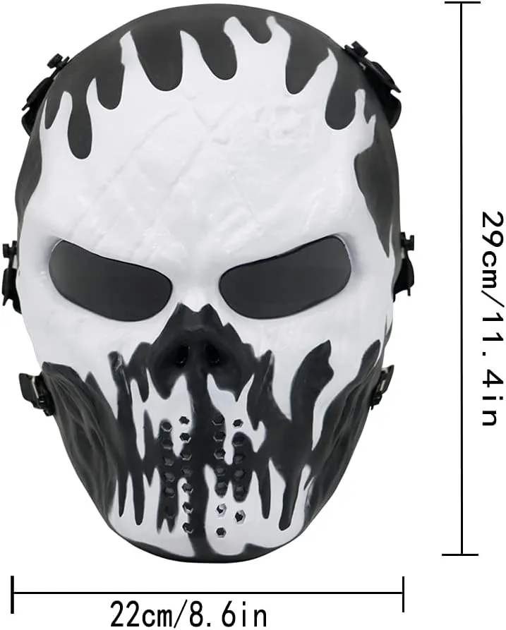 Tactical Mask Skull Full Face Masks, Airsoft Mask, for Halloween Cosplay Party CS Survival Games Shooting