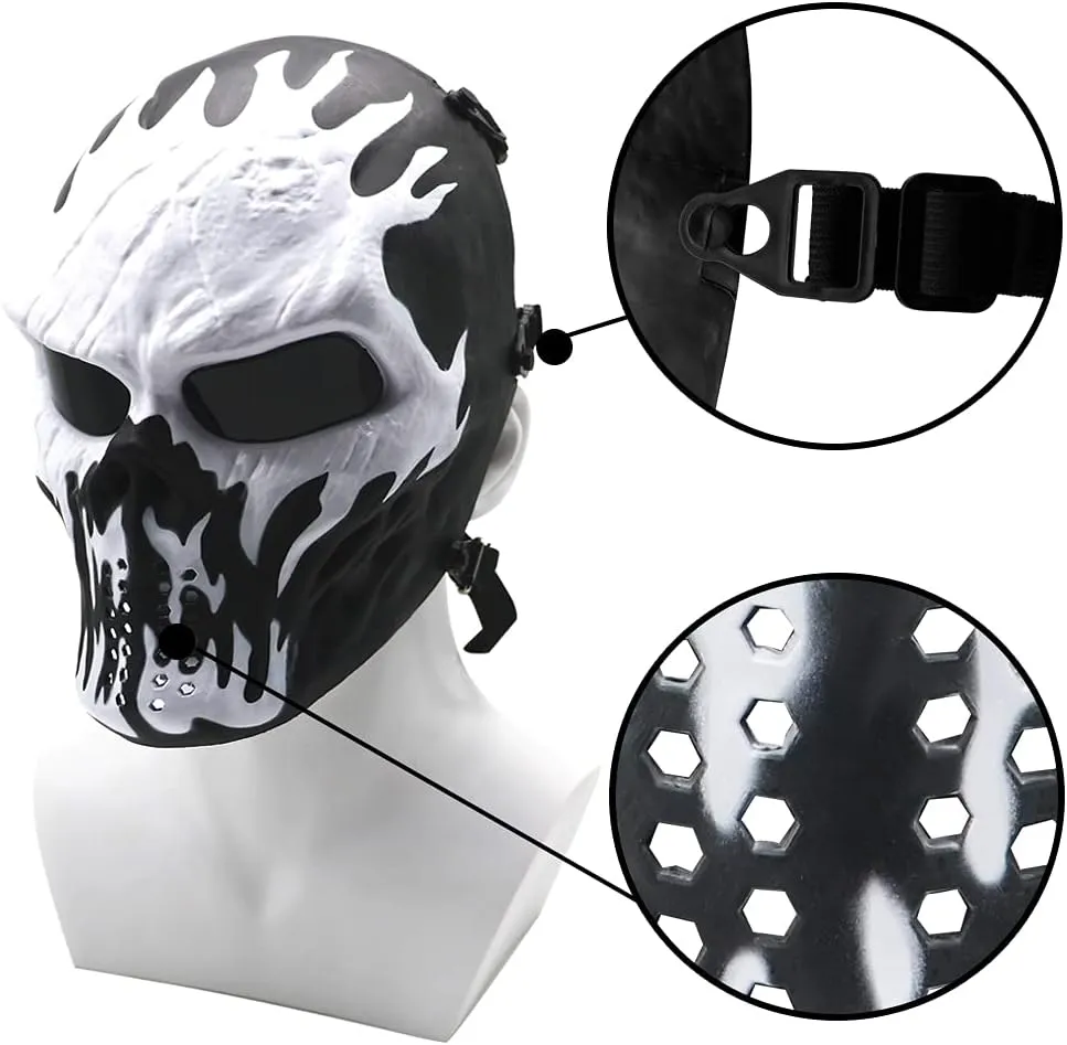Tactical Mask Skull Full Face Masks, Airsoft Mask, for Halloween Cosplay Party CS Survival Games Shooting