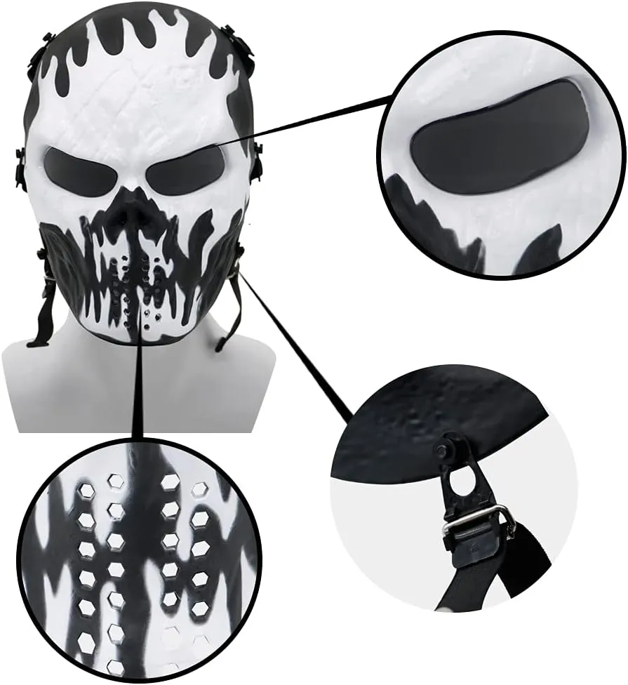 Tactical Mask Skull Full Face Masks, Airsoft Mask, for Halloween Cosplay Party CS Survival Games Shooting