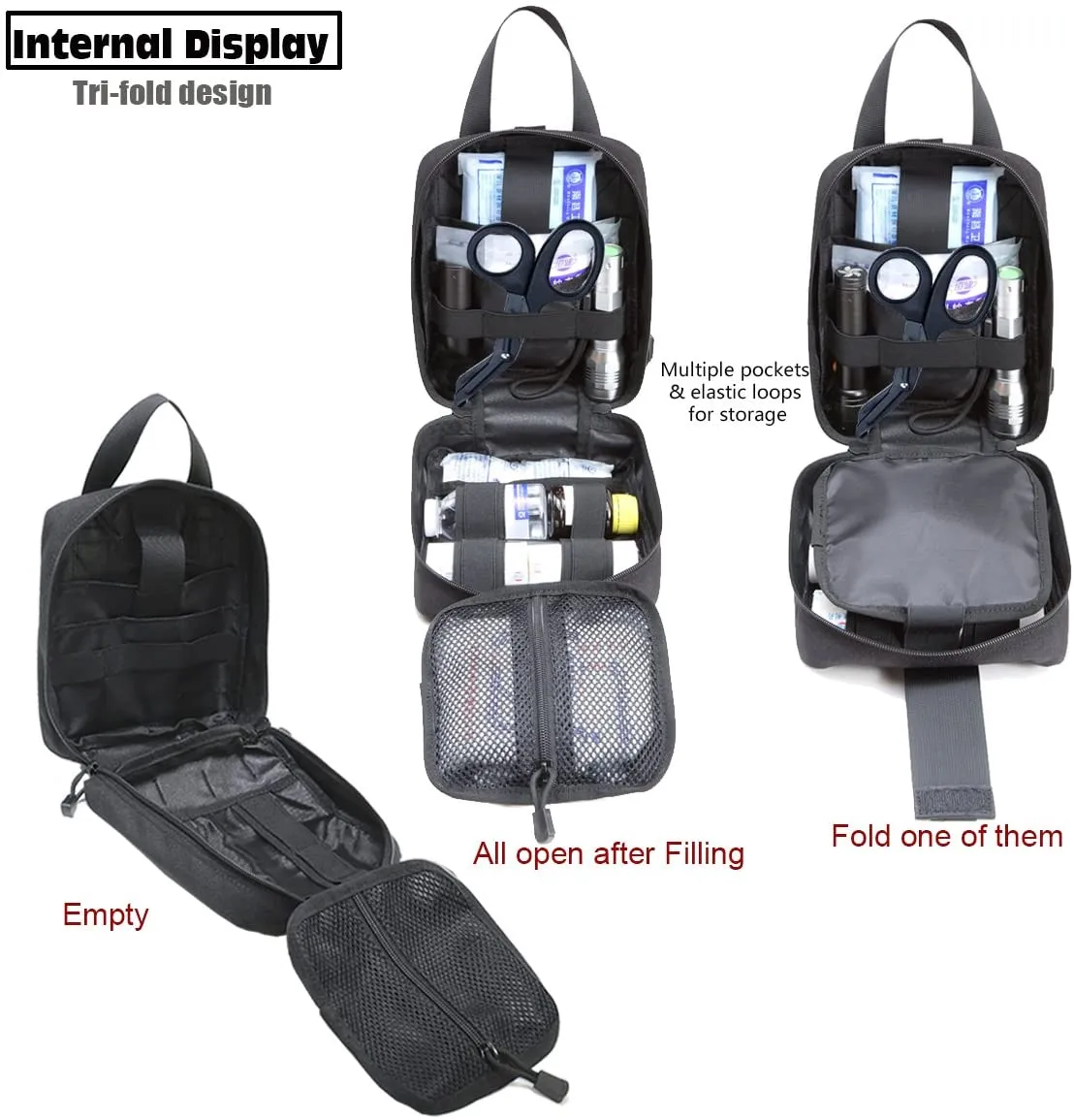 Tactical MOLLE Admin Pouch First Aid Kit-Emergency Survival Trauma Kit-Compact Utility Bag IFAK-EMT EMS Vehicle Travel Camping Medic Kit